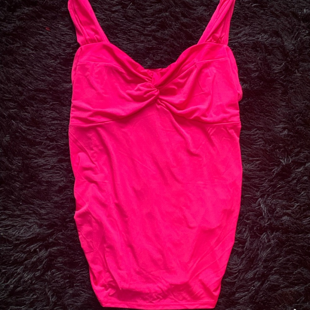 Torrid Pink Ruched Tie Front Sleeveless Tank Top